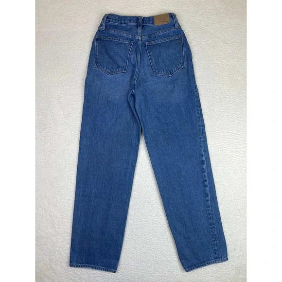 Madewell Baggy Straight Jeans Womens 24 Blue Medium Wash High Rise Relaxed Denim - Picture 2 of 16